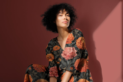 Long Sleeve Loose Dress Mockup, Seamless Pattern Preview PSD Product Image 9