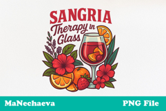 Sangria Sublimation Design | Summer Floral Wine Glass PNG Product Image 1