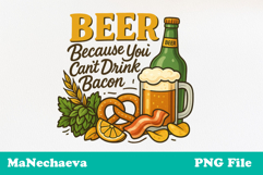 Beer Sublimation Design | Funny Bacon and Pretzel PNG Product Image 1