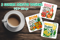 Tropical Alcohol Coasters | Rum Rosé Prosecco PNG Product Image 1
