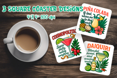 Funny Cocktail Coasters | Cosmo Daiquiri Piña Colada PNG Product Image 1