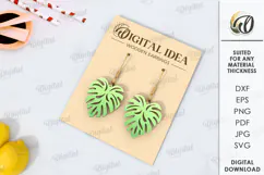 Summer Drop Earrings Laser Cut . Wooden earrings SVG Product Image 1