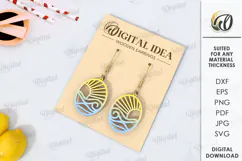 Summer Drop Earrings Laser Cut . Wooden earrings SVG Product Image 1