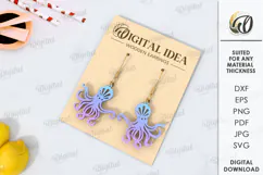 Summer Drop Earrings Laser Cut . Wooden earrings SVG Product Image 1