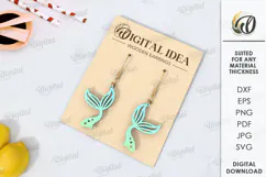 Summer Drop Earrings Laser Cut . Wooden earrings SVG Product Image 1