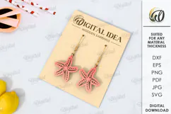 Summer Drop Earrings Laser Cut . Wooden earrings SVG Product Image 1