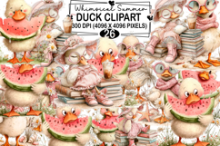 Whimsical Summer Duck Clipart Watercolor png Product Image 1