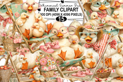 Whimsical Summer Duck Family Clipart Watercolor png Product Image 1