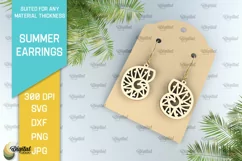 Summer Earrings Laser Cut. Wooden Summer Earrings SVG Product Image 1