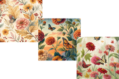 summer end floral, butterfly transition design, seasonal change pattern, gradient sky background, late bloom art, sunset meadow paper, pollinator garden design, nature transition art, floral shift pattern, monarch migration background