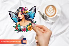 Summer fairy Printable sticker, Cute fairy flower sticker Product Image 1
