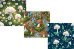 fairy ring mushroom, magic glow design, ethereal night background, luminous mushroom paper, dreamy