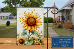 Summer Garden flag png Spring yard sign Sunflower png print Product Image 1
