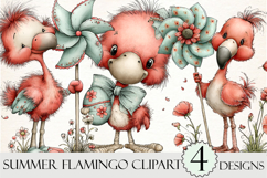 Whimsical Summer Flamingo Clipart PNG Product Image 1