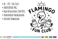 Summer kids shirt graphic featuring playful flamingo lettering.