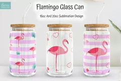 summer flamingo on pink stripes background for beer glass can sublimation design