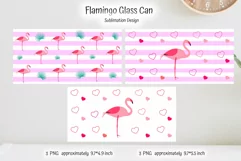 summer flamingo with heart on pink stripes background for beer glass can sublimation design