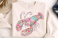 floral lobster png, lobster clipart png, coastal clipart png, hand drawn lobster, summer lobster png, ocean animal clipart, marine life design, beach lobster png, lobster sublimation, seaside clipart png