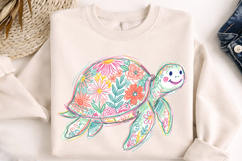 sea turtle clipart, floral turtle png, coastal clipart png, hand drawn turtle, summer turtle png, ocean animal png, marine life clipart, beach turtle design, turtle sublimation, seaside clipart