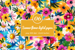 Summer flower digital papers - Summer papers Product Image 1