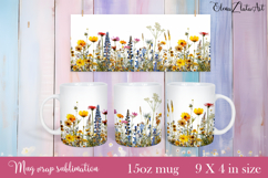 Flowers Mug Sublimation, wild flowers Design Mug Product Image 1
