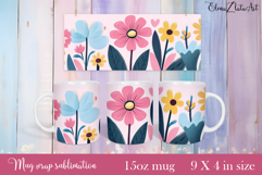 Flowers Mug Sublimation, wild flowers Design Mug Product Image 1