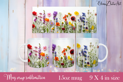 Flowers Mug Sublimation, wild flowers Design Mug Product Image 1