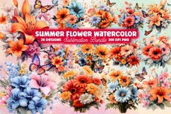 Summer Flower Watercolor Clipart Bundle, Summer Flower Watercolor Clipart, Summer Flower Watercolor Clipart, Summer Flower Vector, Summer Flower Wall Art, Summer Flower Sublimation, Watercolor Summer Flower, Summer Flower Vector, Sublimation Png, Watercol