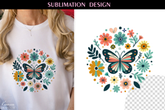 Wild Flower T Shirt Sublimation |Vintage Butterfly Design Product Image 1