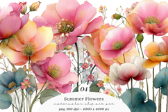 Summer Flowers Clipart PNG Product Image 1