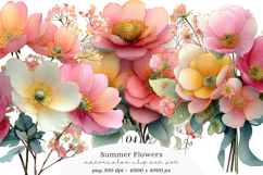 Summer Flowers Clipart PNG Product Image 1