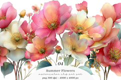 Summer Flowers Clipart PNG Product Image 1
