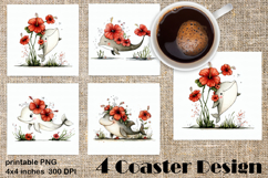 Summer watercolor funny animal - dolphin square coaster Product Image 1