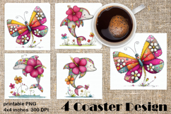 Summer watercolor funny animal - parrot square coaster Product Image 1