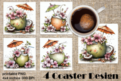 Summer watercolor funny - sea square coaster Product Image 1