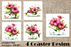 Summer watercolor funny animal - dolphin square coaster Product Image 1