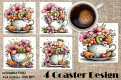 Summer watercolor funny - sea square coaster Product Image 1