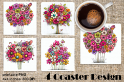 Summer flowers Coaster Design |butterfly Floral Sublima Product Image 1