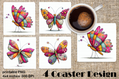 Summer flowers Coaster Design |butterfly Floral Sublima Product Image 1