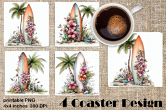 Summer watercolor funny - sea square coaster Product Image 1