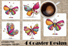 Summer flowers Coaster Design |butterfly Floral Sublima Product Image 1