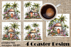 Summer watercolor funny - sea square coaster Product Image 1