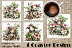 Summer watercolor funny - sea square coaster Product Image 1