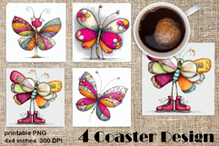 Summer flowers Coaster Design |butterfly Floral Sublima Product Image 1