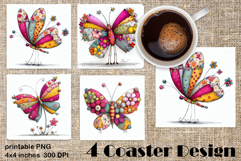 Summer flowers Coaster Design |butterfly Floral Sublima Product Image 1