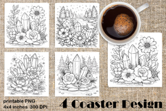 Summer flowers Coaster Design |Coloring pages Product Image 1