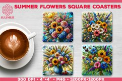 Summer Flower Bouquet Square Coasters. Summer Flower Coaster Product Image 1