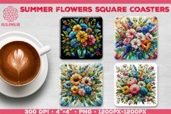 Summer Flower Bouquet Square Coasters. Summer Flower Coaster Product Image 14