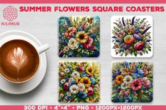 Summer Flower Bouquet Square Coasters. Summer Flower Coaster Product Image 3