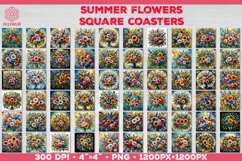 Summer Flower Bouquet Square Coasters. Summer Flower Coaster Product Image 1